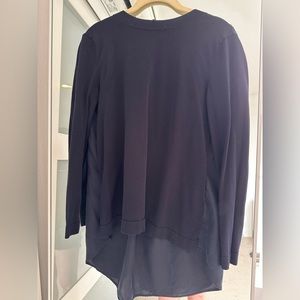 COS Silk Back Knit Top Navy Long Sleeve Blouse XS
